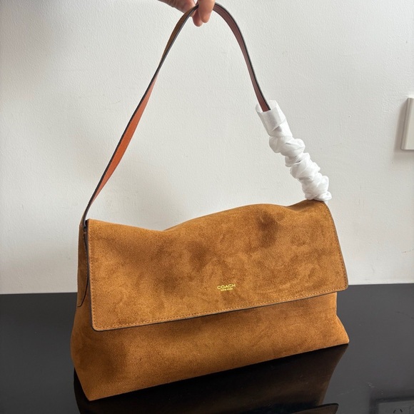 Coach Handbags - Coach Brown Suede Shoulder Bag